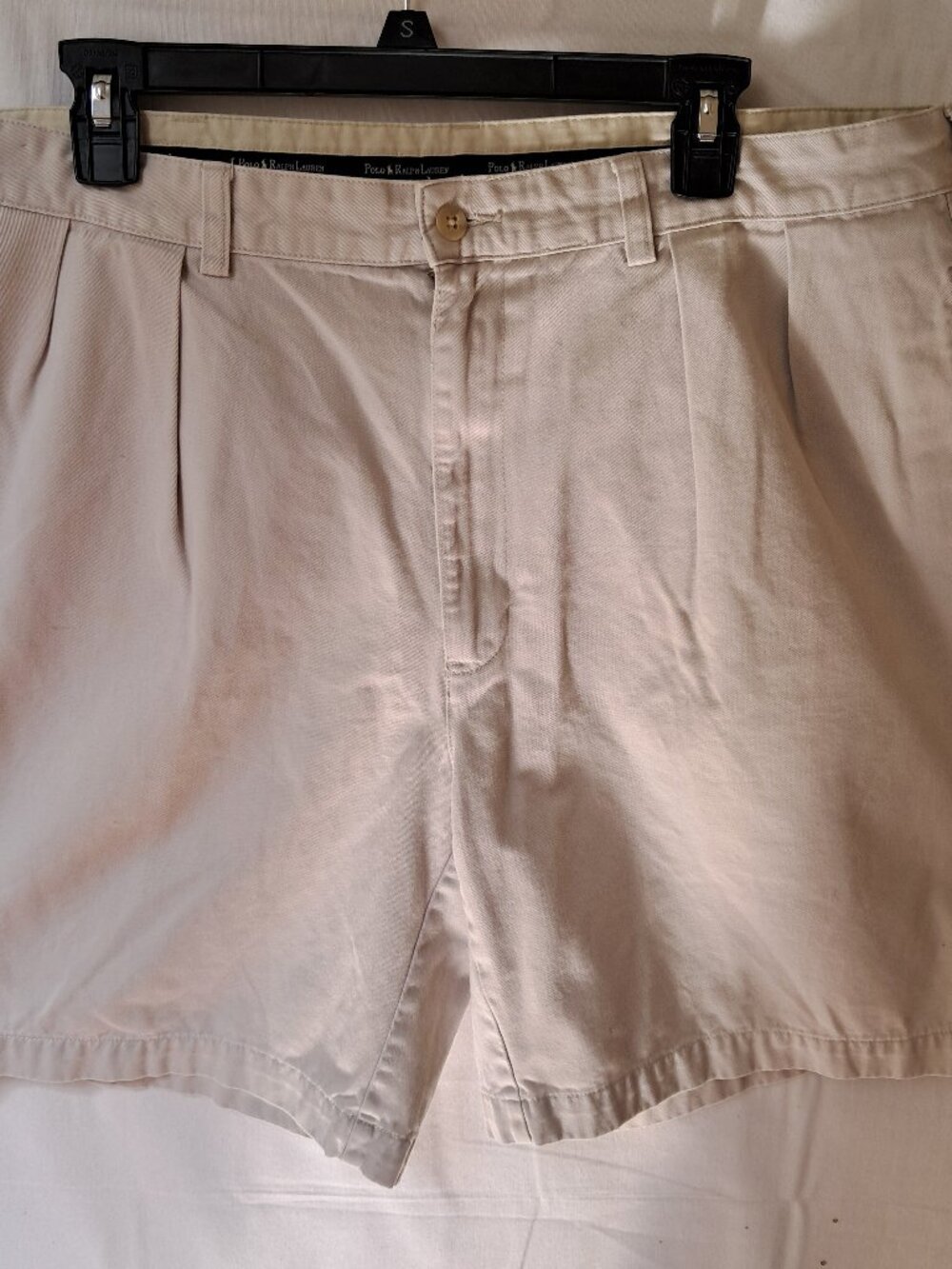 Polo Ralph Lauren Mens Pleated Chino Shorts Tan Beige Cotton Size 38